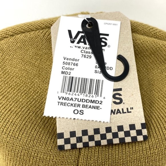 VANS Trecker Beanie Knit Tan Black Hat Unisex One Size Logo VN0A7UDDMD2 - Picture 3 of 3